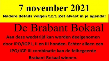 Brabant Bokaal verzet naar 7 november 2021!
